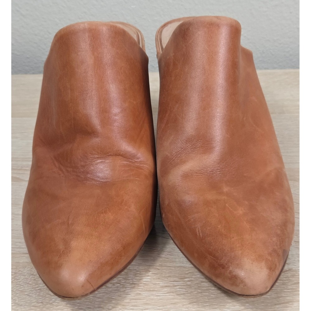 ABLE Brown Leather Pointed Toe Heeled Mules Women's 10 Made in Brazil - Picture 10 of 15